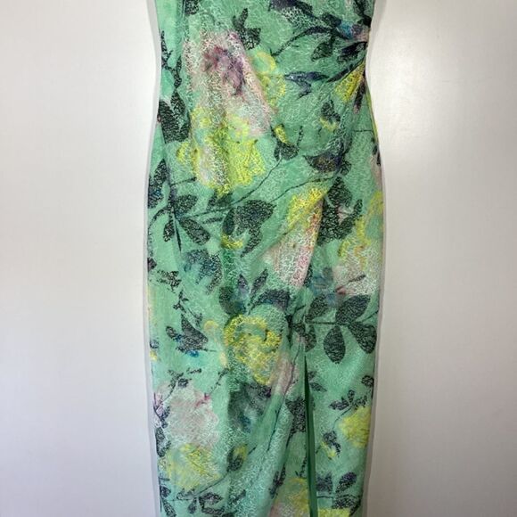 ML Monique Lhuillier Allie Floral Print Lace Midi Dress Off Shoulder Size 2 - Picture 5 of 16